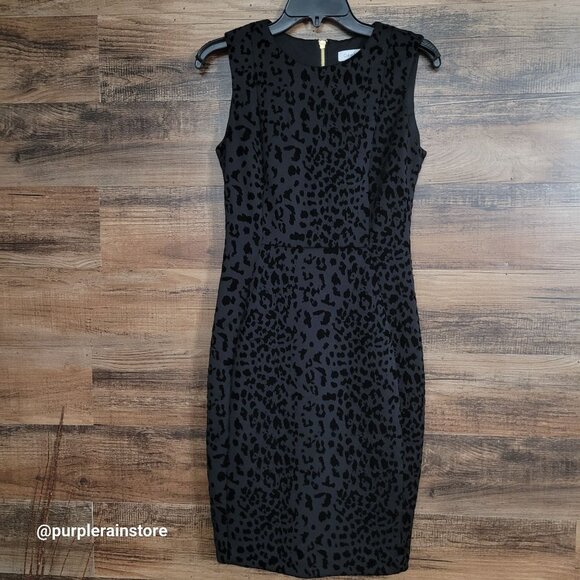 Calvin Klein Velvet Animal Print Sheath Dress Size 4 ? Preppy Career Wear Work - Picture 1 of 10